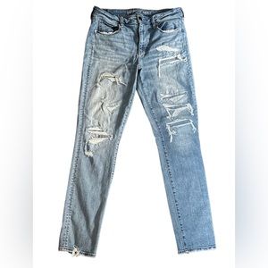 American Eagle High Rise Skinny Distressed Jeans, Size 12 Long